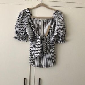 Do + Be tie front striped blouse size medium BNWT